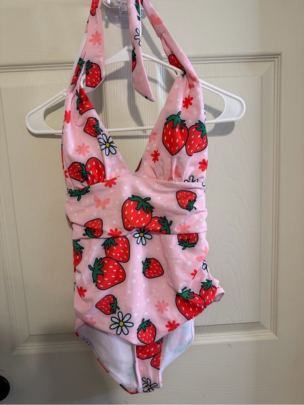 Pink Strawberry Halter One-Piece Swimsuit